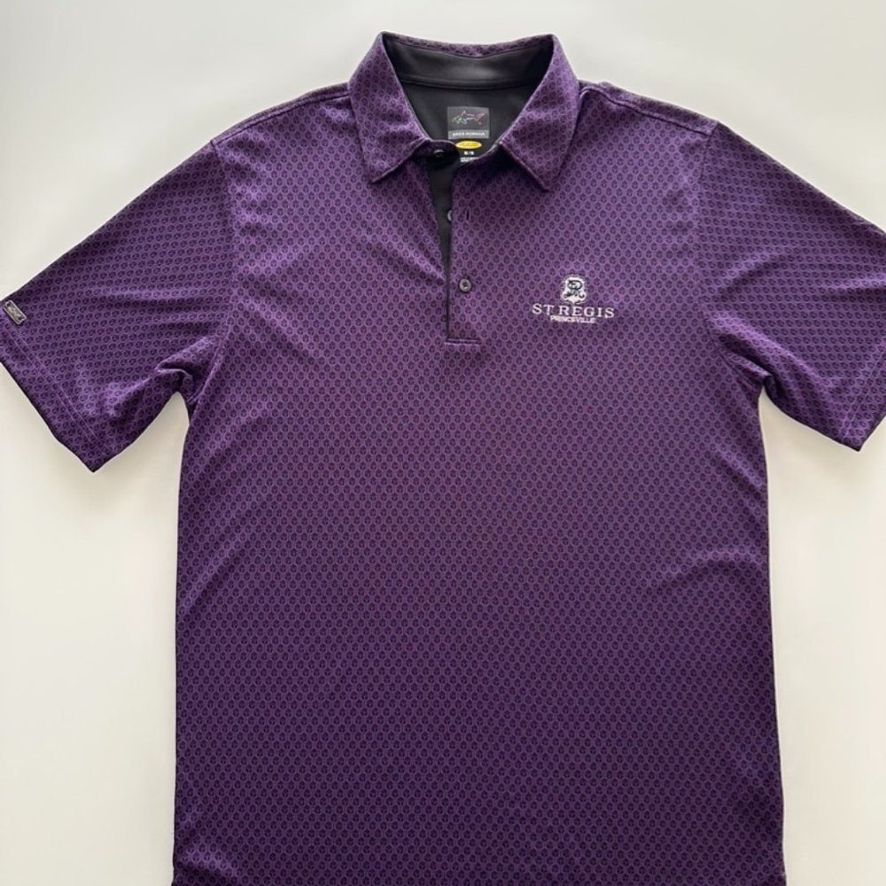 Greg Norman Play Dry Mens Polo Golf Short Sleeve Purple & Black Size Medium